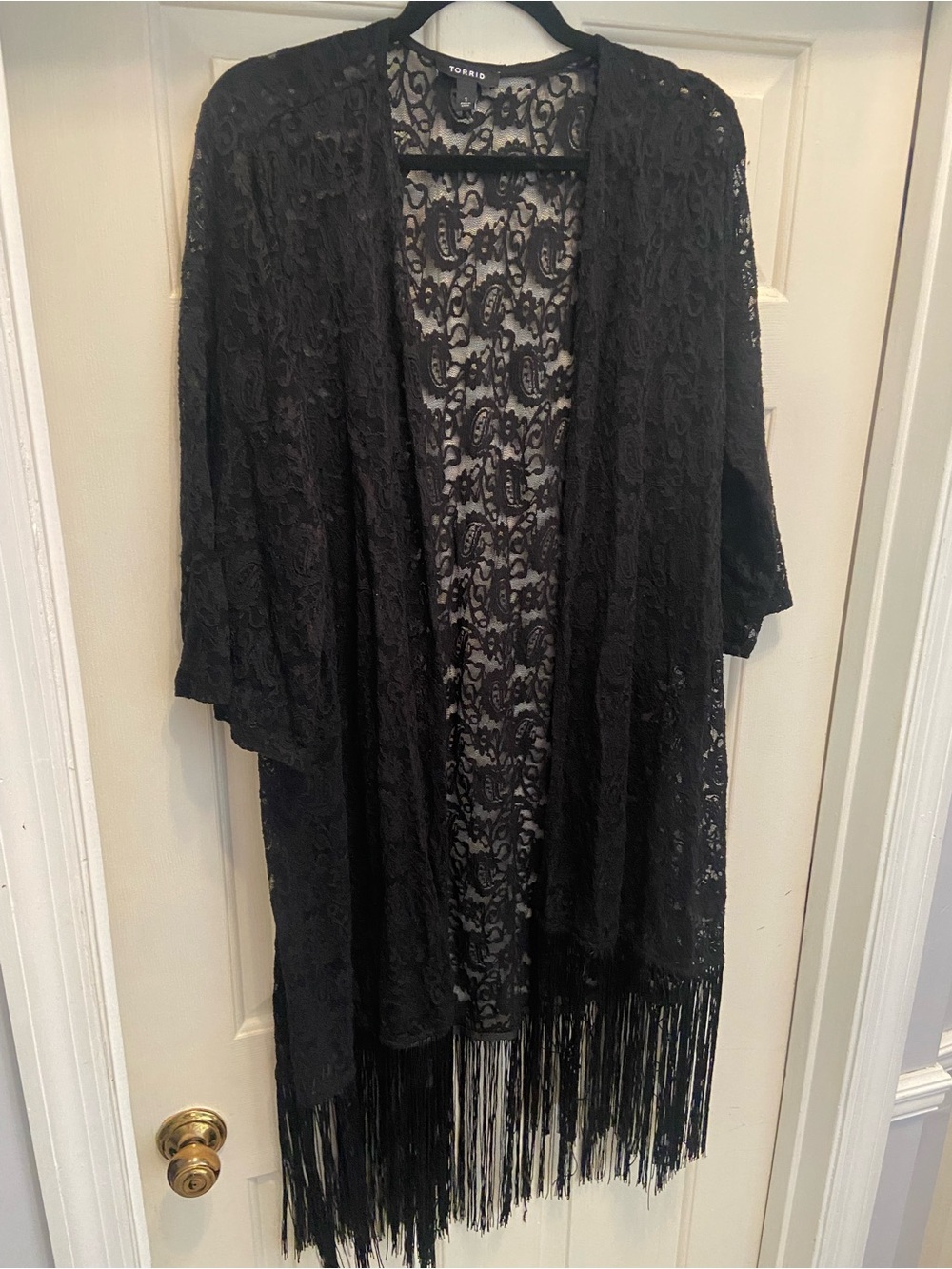 Torrid 1 1x Black Lace Fringe Kimono Duster Goth Stevie Nicks Vibes